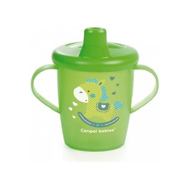 CANPOL BABY NON SPIL CUP WITH HANDLES TOYS 250ML - GREEN